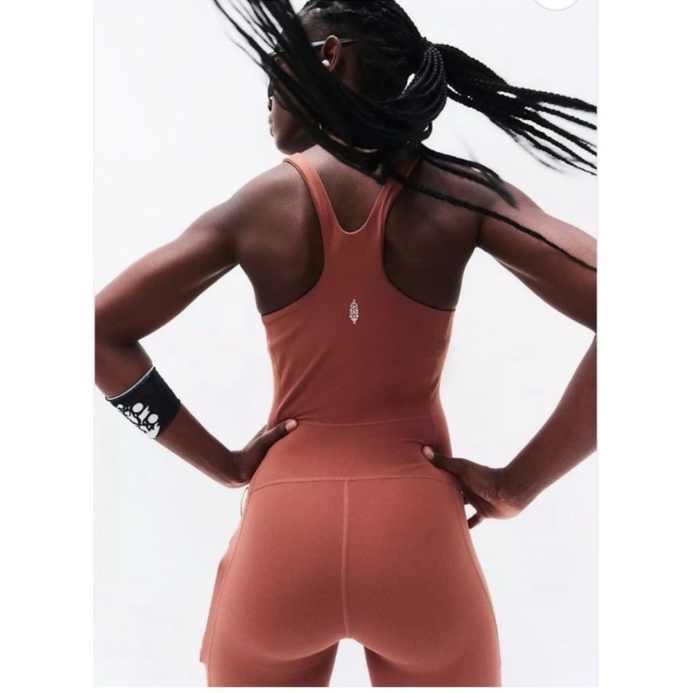 Free People Women's Never Better Runsie Shorty Racerback brown Size Small NWOT